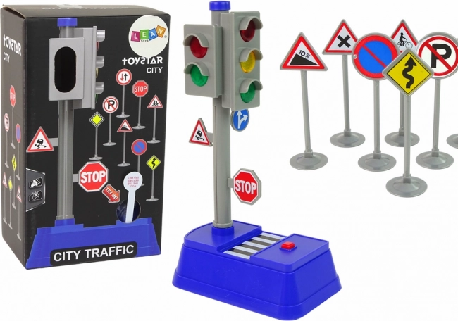 Dětská sada dopravních značek a semaforu se světly a zvuky 23 cm