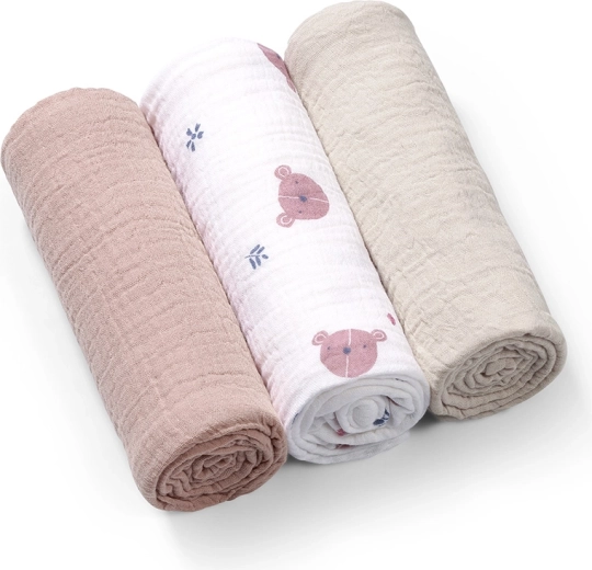 Babyono mušelínové pleny Super Soft 3 ks šedé 70 × 70 cm