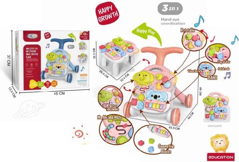 Chodítko pchací a vzdělávací stolek 3 v 1