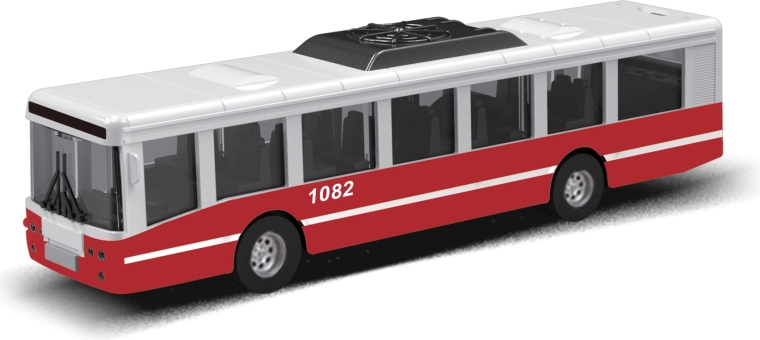 Autobus MHD se setrvačníkem 16 cm – červený