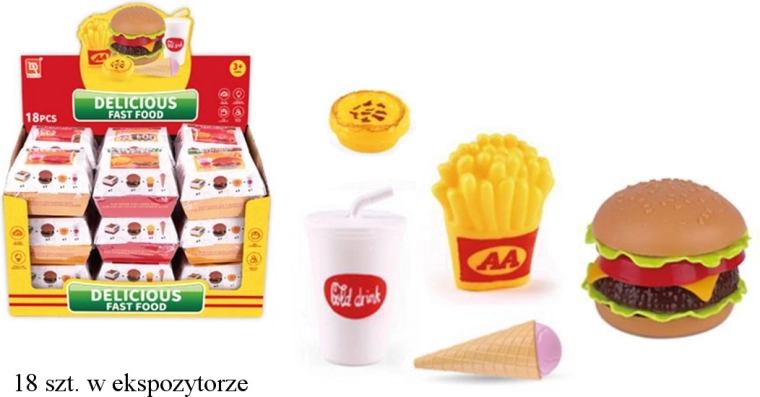 Dětská sada fast food – hamburger, hranolky, nápoj a zmrzlina