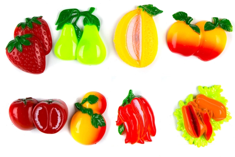 Magnetky APETIT – sada 8 kusů, mix dekorů ovoce a zeleniny