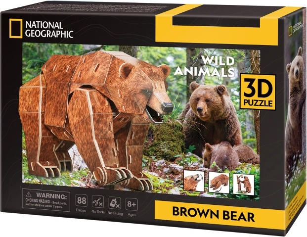 Puzzle 3D Ohrožená zvířata – medvěd hnědý