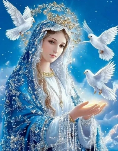 Norimpex diamantové malování Marie, královna s holubicemi 30 × 40 cm - 1 kus