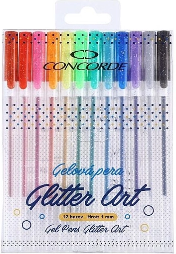Gelová třpytivá pera CONCORDE Glitter Art, sada 12 ks