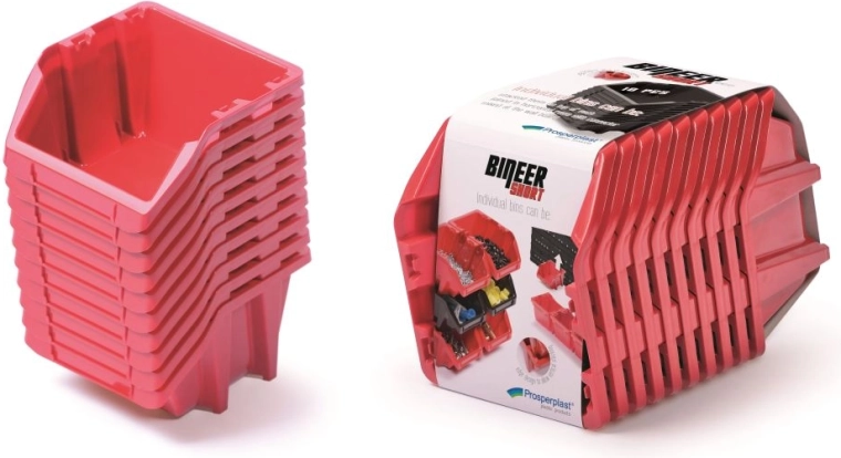 Sada úložných boxů 10 ks BINEER Short, červená