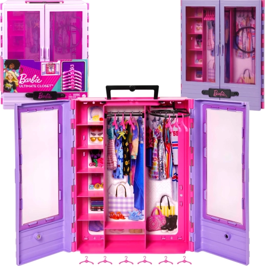 Barbie Fashionistas velký šatník na oblečky s ramínky