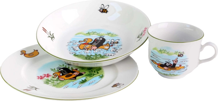 Dětská porcelánová jídelní sada THUN Krteček 3 ks – mix motivů