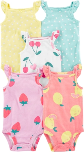 Carter's kojenecká body na ramínka Dots Fruit pro holky 5 ks