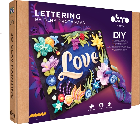 Okto lettering výtvarný set malování hmotou „LOVE“ 30 × 40 cm