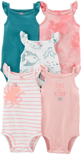Carter's kojenecká body bez rukávů Pink ocean pro holčičky 5 ks