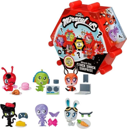 Miraculous Shack Stack Surprise mini domeček s figurkou Kwami a doplňky - 1 kus