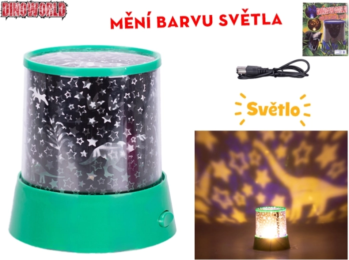 Dinoworld dětský projektorová lampička s dinosaury, 360° rotace a měnící se barvy
