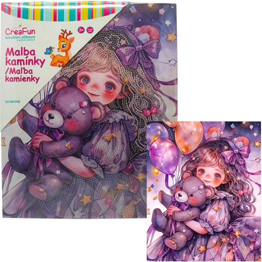 Diamantové malování – narozeninový medvídek 27 × 33 cm