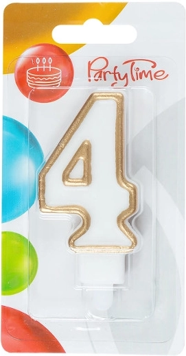 Zlatá narozeninová svíčka číslice 4