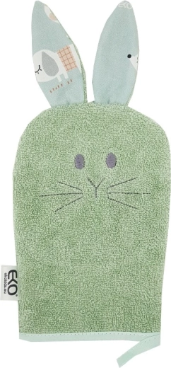 EKO bavlněná žínka s oušky bunny olive green 20 × 15 cm