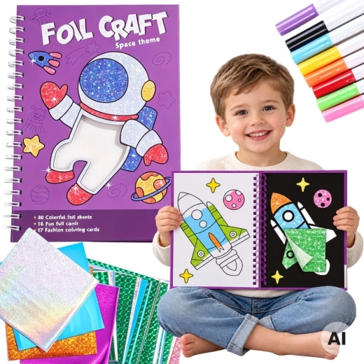 Woopie kreativní sada s fóliemi a omalovánkami vesmír 121 dílků