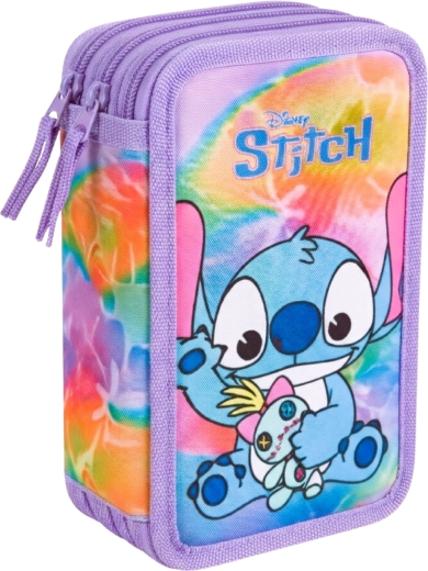 Třípatrový vybavený školní penál Lilo & Stitch Stitch fialový