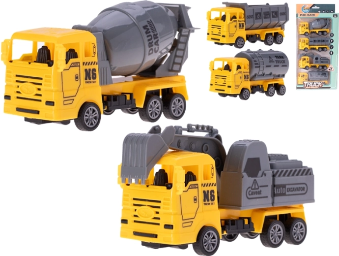 Sada stavebních vozidel se zpětným chodem 13 cm, 4 ks