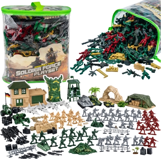 Velký vojenský herní set se vojáčky a vozidly 300 dílů