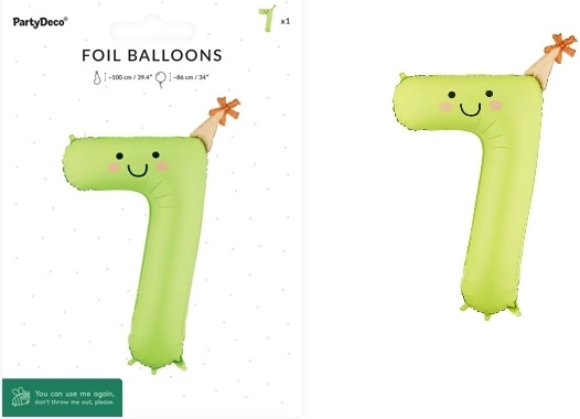 Foliový balónek číslo 7 světle zelený 86 cm
