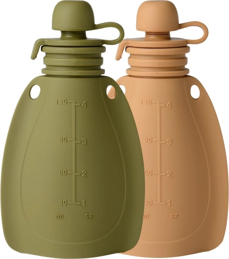 Mininor silikonová plnitelná kapsička na svačinu 120 ml (2 ks) moss green/roe deer