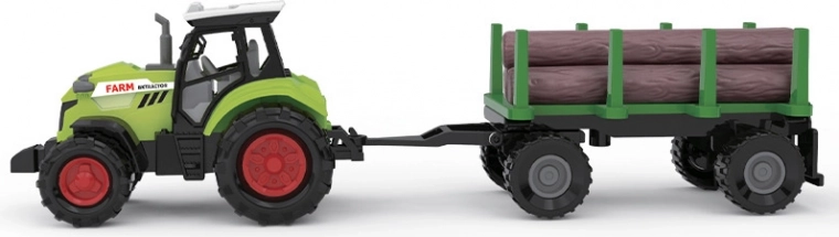 Farmářský traktor s valníkem na dřevo se zvuky a světly