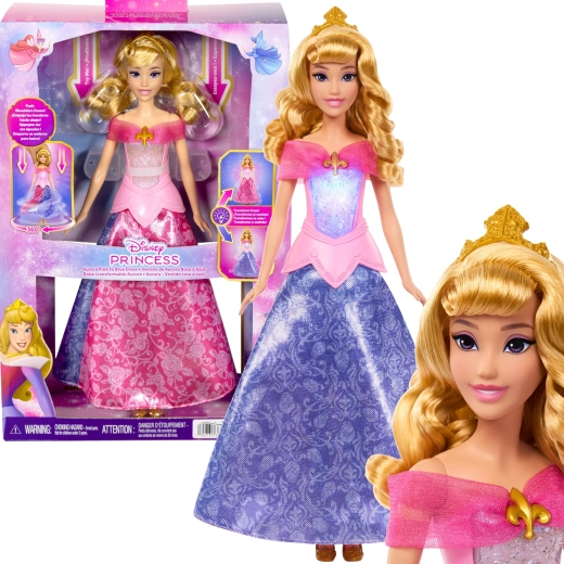Mattel Disney Princess panenka Aurora se šaty 2v1 se změnou barvy 30 cm