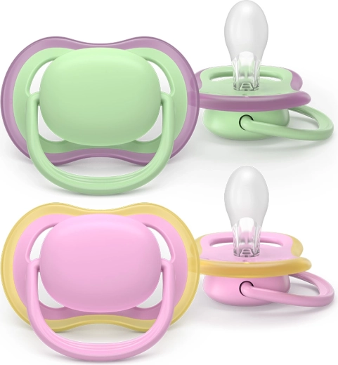 Philips Avent šidítko Ultra Air, růžové a zelené, 6–18 měsíců, 2 ks