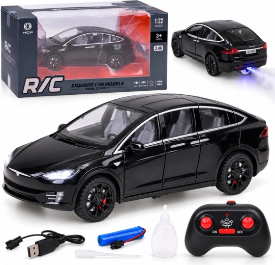 RC auto Tesla Model X v měřítku 1:22 s LED osvětlením a kouřovým efektem