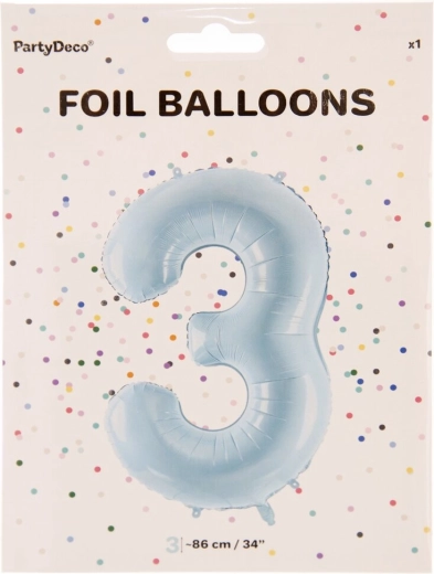 Fóliový balónek číslo 3 modrý 86 cm