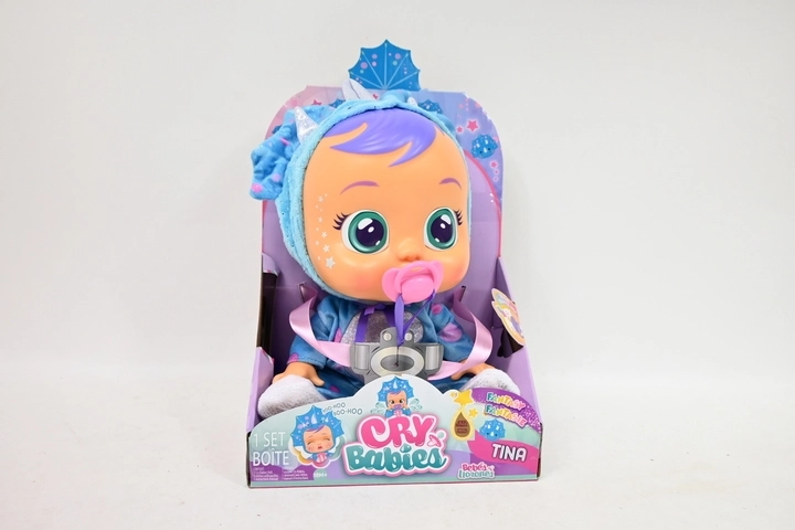 Cry Babies Fantasy interaktivní panenka Tina – modrý triceratops