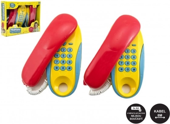 Dětské telefony na baterie s kabelem 8m