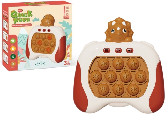Senzorická hra triceratops Pop It se světly a zvuky, hnědá