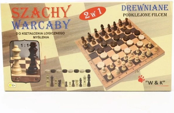 Dřevěné šachy a dáma 2v1 29 × 29 cm