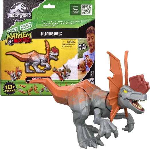 Figurka dinosaura Jurassic World Mayhem Mix-Ups 2 v 1 Dilophosaurus