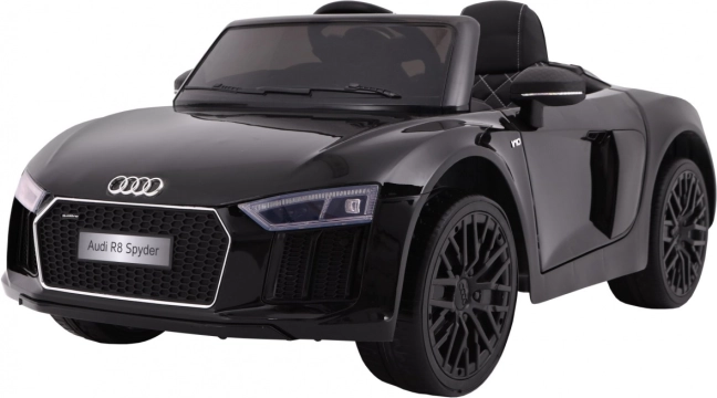 Dětské elektrické auto Audi R8 Spyder černé s lakem, MP3 rádiem a LED světly