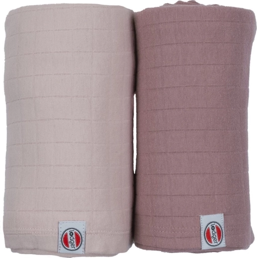 Lodger Swaddler Solid bavlněná zavinovací plena Powder/Rose 110 × 110 cm (2 ks)