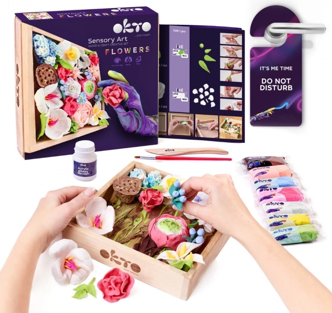 OKTO ROMANCE Výtvarná modelovací sada DIY květiny s dřevěným rámem  21x21 cm