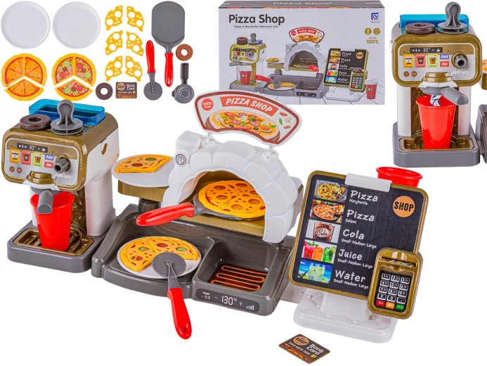 Sada na pečení pizzy s kávovarem a pokladnou
