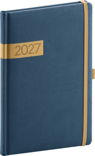Notique Twill týdenní diář 2027 modro-zlatý 15 × 21 cm