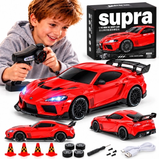 Dálkově ovládané auto Toyota Supra Drift 1:43 4x4 s LED