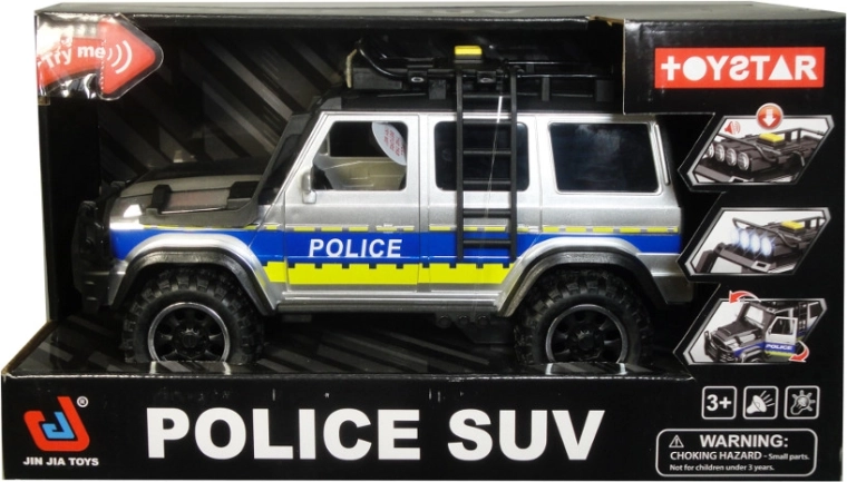 Policejní terénní auto na baterie 1:14 se světlem, zvukem a otevíracími dveřmi