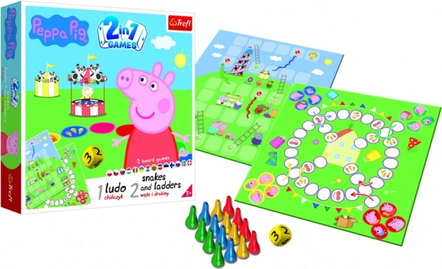 Dvě hry 2 v 1: Člověče, nezlob se! a Hadi a žebříky PRASÁTKO PEPPA od TREFL