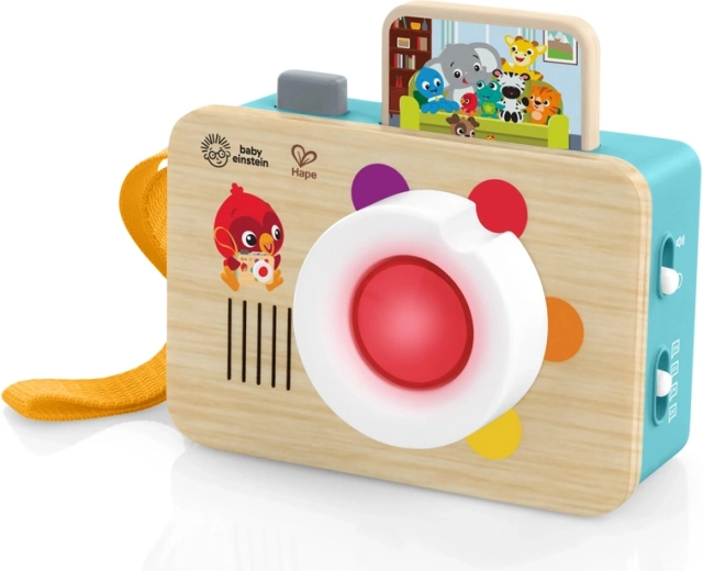 Interaktivní dřevěný fotoaparát pro děti BABY EINSTEIN x HAPE, světla a zvuky, 6m+