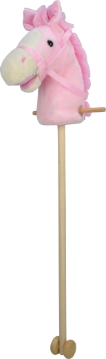 Růžový kočárek na tyči se zvukem a odnímatelnou dřevěnou tyčí