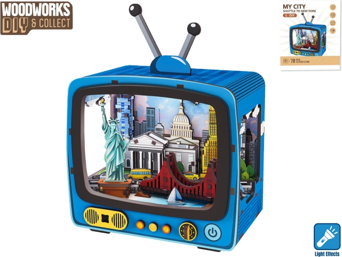 Dřevěná stavebnice Woodworks New York se světlem