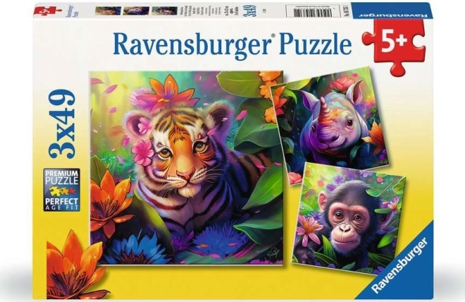 Puzzle Mláďata z džungle od Ravensburger 3x49 dílků