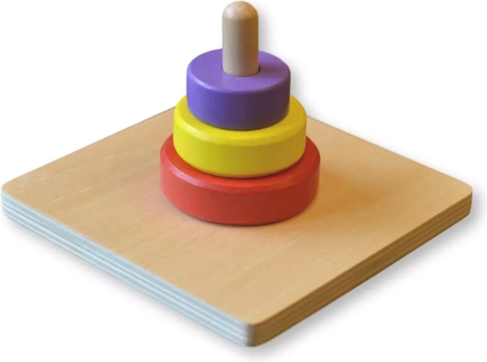 Moyo Montessori tři barevné kruhy na kolíku - 1 kus