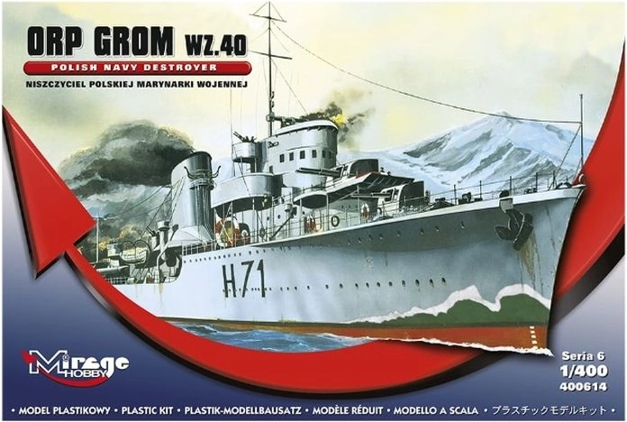 Mirage modelářská stavebnice lodě ORP Grom WZ40 S06